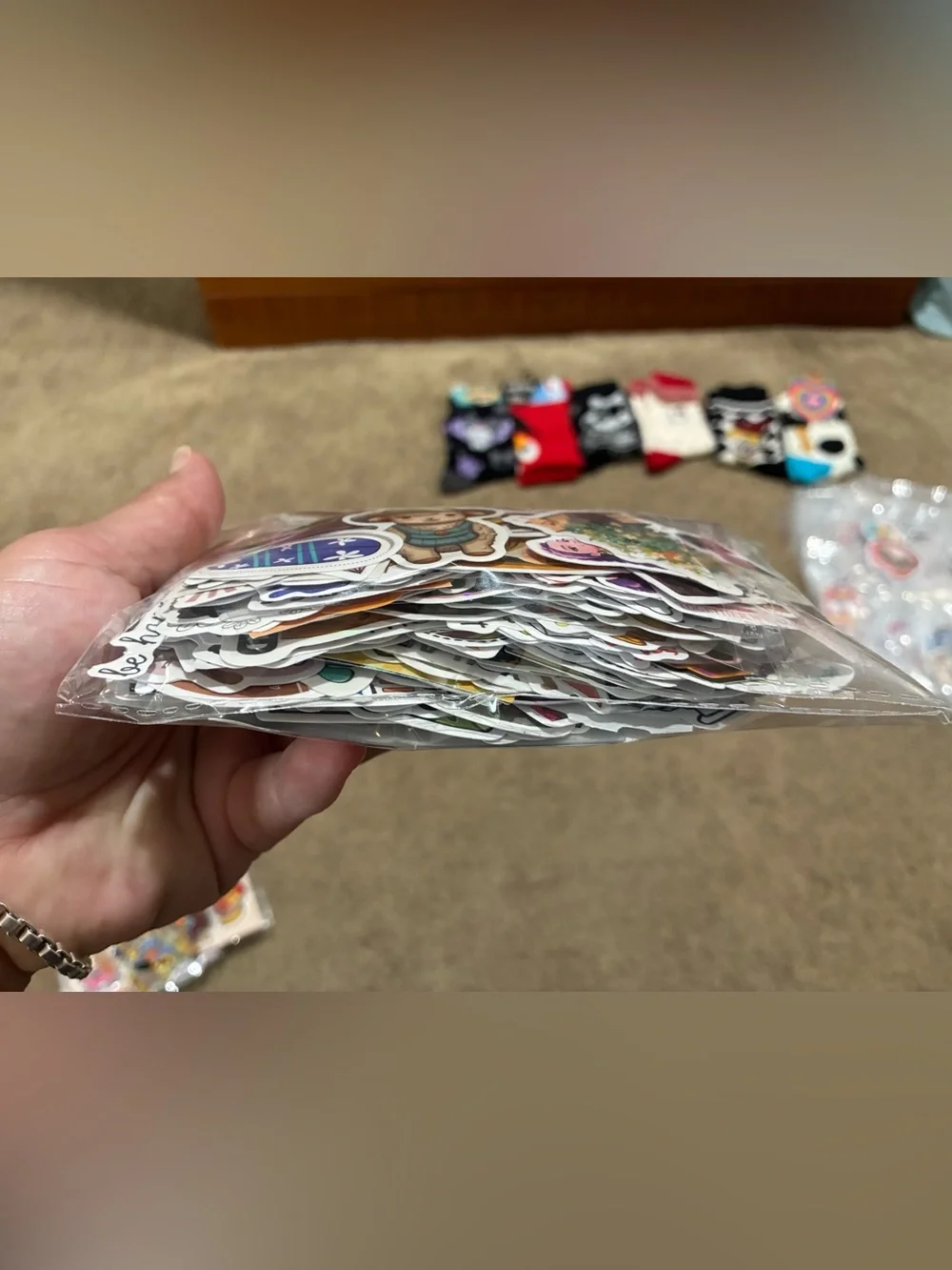 Huge Lot of Stickers Air Freshies Socks Scrunches Keychains Pens Not Licensed
